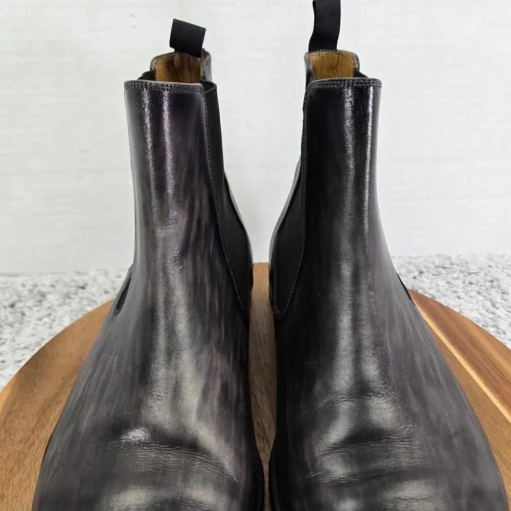Saks Fifth Avenue by Magnanni Mens 12M Gray Smooth Leather Casual Chelsea Boot